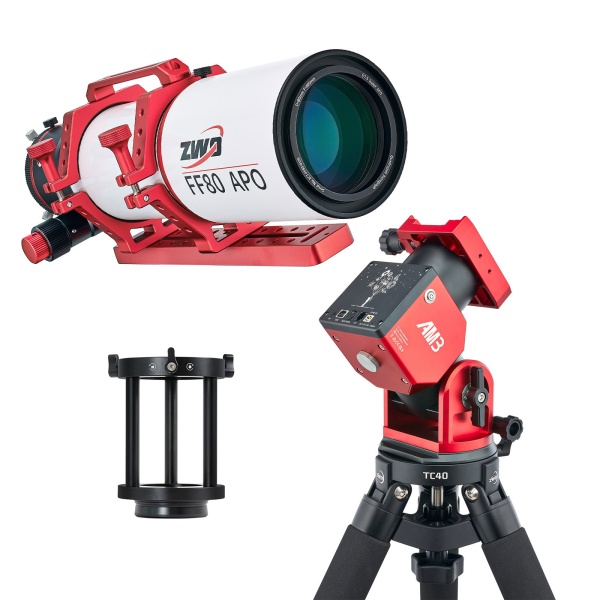 ZWO FF80 Telescope, AM3 Mount, TC40 Tripod & 160mm Pier Extension Bundle